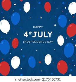 Design happy Independence Day of the United States of America, Memorial Day, decorated with a background of balloons and stars, July 4th. Banner for the Internet, greeting card.