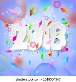 Design happy new year 2018  greeting card. Vector illustration
