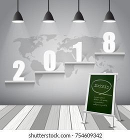 Design happy new year 2018  greeting card. Vector illustration