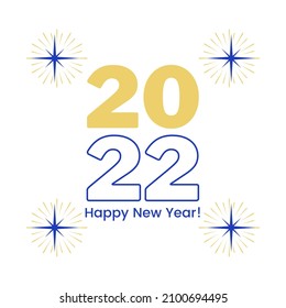 Design Happy New Year 2022 With White Background Simple Concept 
