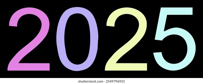 Design Happy New Year 2025. With luxurious numbers on a black background. A premium vector for greetings, celebrations and New Year's Eve 2025.