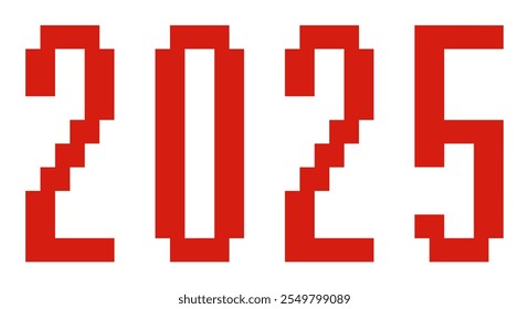 Design Happy New Year 2025. With red numbers of unusual shape on a white background. Vector for congratulations, celebrations and New Year's Eve 2025.