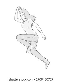 Design of happy woman jumping