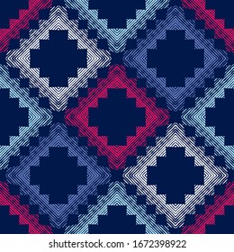 Design mit Schraffur. Ethnische Boho-Ornament.Nahtloses Muster. Stammesmotiv. Vektorillustration-Illustration für Webdesign oder Print.