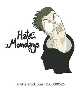 Design of hate Mondays message and angry head