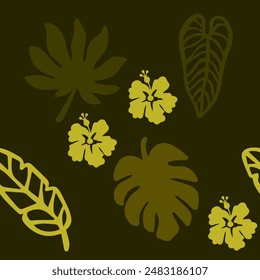 Design Hawaii Palm Floral Brazil Blossom Pattern Simless Izolated Exotic