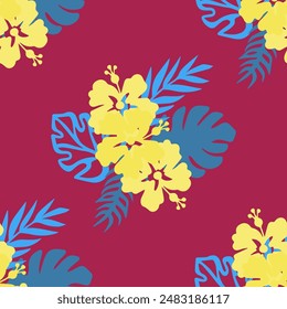 Design Hawaii Palm Floral Brazil Blossom Pattern Simless Izolated Exotic