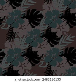 Design Hawaii Palm Floral Brazil Blossom Pattern Simless Izolated Exotic