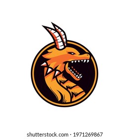 a design head dragon with circle color orange esport logo