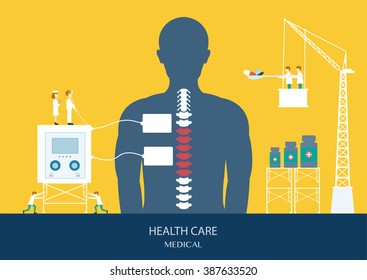 Design of health care concept,spine,backache