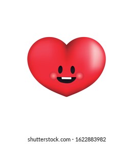 Design of a heart in 3d. Image with gradient of a heart. Sympathetic emoticon.