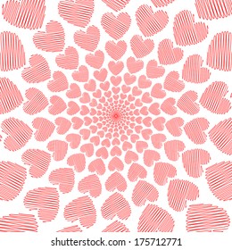 Design heart background with words "Be my Valentine". Valentine's Day card. Vector-art illustration on a dark background. EPS10