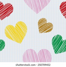 design hearts colors on paper texture