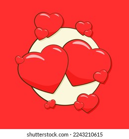 Design with hearts for greeting card, banner, flyer etc. Cartoon. Vector illustration