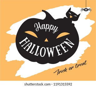 design for helovina cat on pumpkin