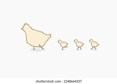 Design of hen and chicks draw