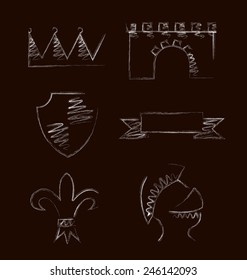 Design of heraldic symbols and elements. Vector illustration