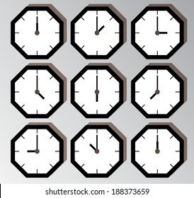Design of hexagon clock pattern. vector