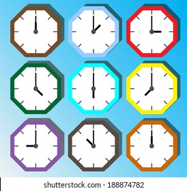 Design of hexagon clock pattern. vector