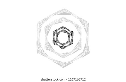 The design of a hexagonal sketch logo vector illustration on a white background. Can be used both publications and web site.