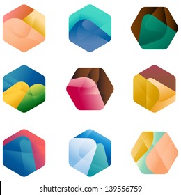 Design hexagonal vector logo template.  Colorful app icon set.  Colorful pattern.