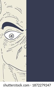 Design of hidden man looking