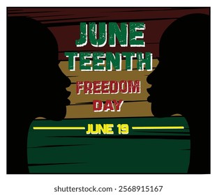 Design highlighting Juneteenth Freedom Day. Community representation and resilience on June 19. Flat vector modern illustration 