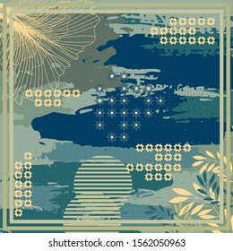 design of hijab or scarf motifs with abstract foliage patterns. can be used also for other fabric patterns or wallpaper.vector design inspiration