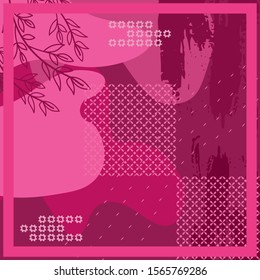 Design of hijab or scarf motifs with abstract foliage patterns. can be used also for other fabric patterns or wallpaper.vector design inspiration