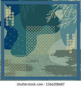 Design of hijab or scarf motifs with abstract foliage patterns. can be used also for other fabric patterns or wallpaper.vector design inspiration