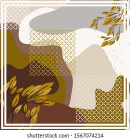 Design of hijab or scarf motifs with abstract foliage patterns. can be used also for other fabric patterns or wallpaper.vector design inspiration