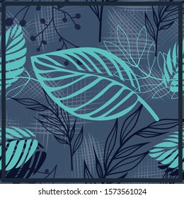 Design of hijab or scarf motifs with abstract foliage patterns. can be used also for other fabric patterns or wallpaper.vector design inspiration