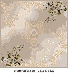 design hijab and square scarves for printing