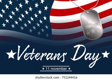 Design For Holiday Cards. Creative Illustration,poster Or Banner Of Veterans Day With U.s.a Flag Background, Army Token.