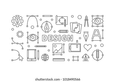 Design horizontal outline illustration. Vector graphic design concept banner