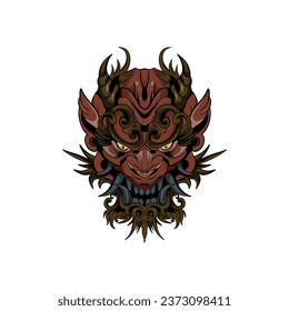 DESIGN HORN SCARY HEAD ILLUSTRATION MASK