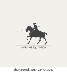 Design of the horseman with a spear logo, working equitation