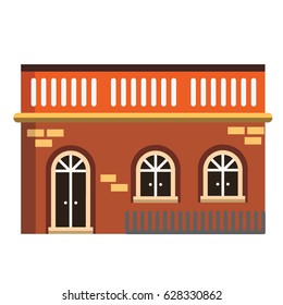 Design of house in city town flat icon vintage building