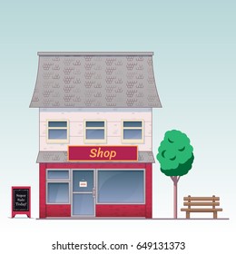 Design house template. Vector illustration of the shop front, made in cartoon style.