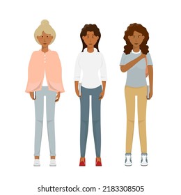 Design human cartoon university student, Young women African or American standing, Vector illustration.