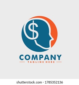 design a human head logo with a dollar symbol in a circle

