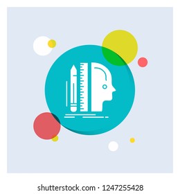 Design, human, ruler, size, thinking White Glyph Icon colorful Circle Background