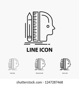 Design, human, ruler, size, thinking Icon in Thin, Regular and Bold Line Style. Vector illustration