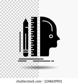 Design, human, ruler, size, thinking Glyph Icon on Transparent Background. Black Icon