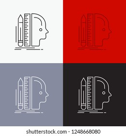 Design, human, ruler, size, thinking Icon Over Various Background. Line style design, designed for web and app. Eps 10 vector illustration