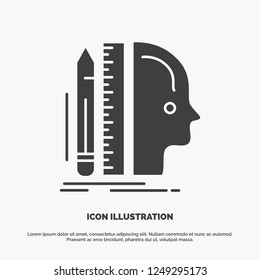 Design, human, ruler, size, thinking Icon. glyph vector gray symbol for UI and UX, website or mobile application