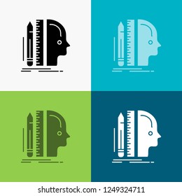 Design, human, ruler, size, thinking Icon Over Various Background. glyph style design, designed for web and app. Eps 10 vector illustration