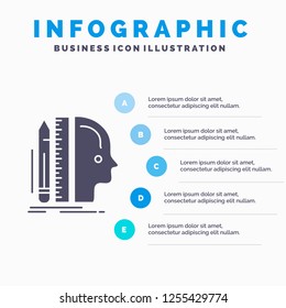 Design, human, ruler, size, thinking Infographics Template for Website and Presentation. GLyph Gray icon with Blue infographic style vector illustration.