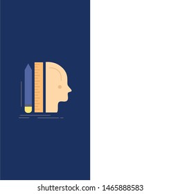 Design, human, ruler, size, thinking Flat Color Icon Vector. Vector Icon Template background