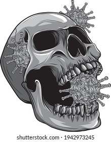 design of human skull with virus vector illustration